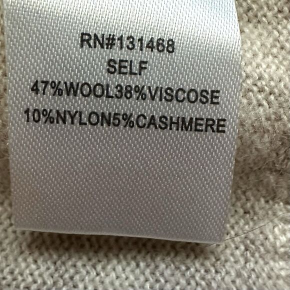 Fate Sweater Women’s Med Cowl Neck Oatmeal Wool Viscose Nylon Cashmere - Picture 6 of 7